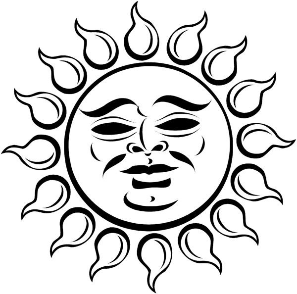 Sun with face vinyl sticker. Customize on line. Seasons and Sun Moon Stars 082-0167
